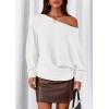 imagePRETTYGARDEN Women Off The Shoulder Sweater 2026 Fall Trendy Long Batwing Sleeve Knit Pullover Going Out Tops Winter ClothingWhite