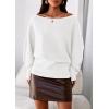 imagePRETTYGARDEN Women Off The Shoulder Sweater 2026 Fall Trendy Long Batwing Sleeve Knit Pullover Going Out Tops Winter ClothingWhite