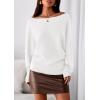 imagePRETTYGARDEN Women Off The Shoulder Sweater 2026 Fall Trendy Long Batwing Sleeve Knit Pullover Going Out Tops Winter ClothingWhite