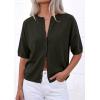 imagePRETTYGARDEN Women Spring Short Sleeve Cardigan Sweaters Button Down Knit Shirt Blouse Dressy Casual Tops 2026 Summer OutfitsArmy Green