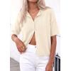 imagePRETTYGARDEN Women Spring Short Sleeve Cardigan Sweaters Button Down Knit Shirt Blouse Dressy Casual Tops 2026 Summer OutfitsBeige