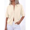 imagePRETTYGARDEN Women Spring Short Sleeve Cardigan Sweaters Button Down Knit Shirt Blouse Dressy Casual Tops 2026 Summer OutfitsBeige