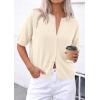 imagePRETTYGARDEN Women Spring Short Sleeve Cardigan Sweaters Button Down Knit Shirt Blouse Dressy Casual Tops 2026 Summer OutfitsBeige