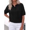 imagePRETTYGARDEN Women Spring Short Sleeve Cardigan Sweaters Button Down Knit Shirt Blouse Dressy Casual Tops 2026 Summer OutfitsBlack