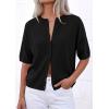 imagePRETTYGARDEN Women Spring Short Sleeve Cardigan Sweaters Button Down Knit Shirt Blouse Dressy Casual Tops 2026 Summer OutfitsBlack