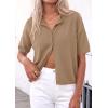 imagePRETTYGARDEN Women Spring Short Sleeve Cardigan Sweaters Button Down Knit Shirt Blouse Dressy Casual Tops 2026 Summer OutfitsKhaki
