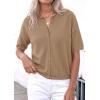 imagePRETTYGARDEN Women Spring Short Sleeve Cardigan Sweaters Button Down Knit Shirt Blouse Dressy Casual Tops 2026 Summer OutfitsKhaki