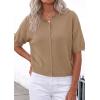 imagePRETTYGARDEN Women Spring Short Sleeve Cardigan Sweaters Button Down Knit Shirt Blouse Dressy Casual Tops 2026 Summer OutfitsKhaki
