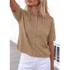 imagePRETTYGARDEN Women Spring Short Sleeve Cardigan Sweaters Button Down Knit Shirt Blouse Dressy Casual Tops 2026 Summer OutfitsKhaki