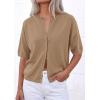 imagePRETTYGARDEN Women Spring Short Sleeve Cardigan Sweaters Button Down Knit Shirt Blouse Dressy Casual Tops 2026 Summer OutfitsKhaki