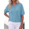 imagePRETTYGARDEN Women Spring Short Sleeve Cardigan Sweaters Button Down Knit Shirt Blouse Dressy Casual Tops 2026 Summer OutfitsLight Blue
