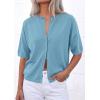 imagePRETTYGARDEN Women Spring Short Sleeve Cardigan Sweaters Button Down Knit Shirt Blouse Dressy Casual Tops 2026 Summer OutfitsLight Blue