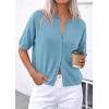 imagePRETTYGARDEN Women Spring Short Sleeve Cardigan Sweaters Button Down Knit Shirt Blouse Dressy Casual Tops 2026 Summer OutfitsLight Blue