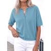 imagePRETTYGARDEN Women Spring Short Sleeve Cardigan Sweaters Button Down Knit Shirt Blouse Dressy Casual Tops 2026 Summer OutfitsLight Blue