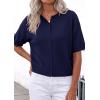 imagePRETTYGARDEN Women Spring Short Sleeve Cardigan Sweaters Button Down Knit Shirt Blouse Dressy Casual Tops 2026 Summer OutfitsNavy Blue