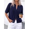 imagePRETTYGARDEN Women Spring Short Sleeve Cardigan Sweaters Button Down Knit Shirt Blouse Dressy Casual Tops 2026 Summer OutfitsNavy Blue