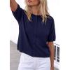 imagePRETTYGARDEN Women Spring Short Sleeve Cardigan Sweaters Button Down Knit Shirt Blouse Dressy Casual Tops 2026 Summer OutfitsNavy Blue