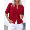 imagePRETTYGARDEN Women Spring Short Sleeve Cardigan Sweaters Button Down Knit Shirt Blouse Dressy Casual Tops 2026 Summer OutfitsRed