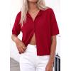 imagePRETTYGARDEN Women Spring Short Sleeve Cardigan Sweaters Button Down Knit Shirt Blouse Dressy Casual Tops 2026 Summer OutfitsRed