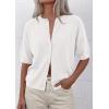 imagePRETTYGARDEN Women Spring Short Sleeve Cardigan Sweaters Button Down Knit Shirt Blouse Dressy Casual Tops 2026 Summer OutfitsWhite