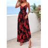 imagePRETTYGARDEN Women Summer Floral Maxi Dress 2026 Spirng Spaghetti Strap Mesh Boho Sundress Party Beach Vacation Long DressesBlack Red Flower