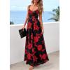 imagePRETTYGARDEN Women Summer Floral Maxi Dress 2026 Spirng Spaghetti Strap Mesh Boho Sundress Party Beach Vacation Long DressesBlack Red Flower