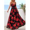 imagePRETTYGARDEN Women Summer Floral Maxi Dress 2026 Spirng Spaghetti Strap Mesh Boho Sundress Party Beach Vacation Long DressesBlack Red Flower