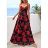 imagePRETTYGARDEN Women Summer Floral Maxi Dress 2026 Spirng Spaghetti Strap Mesh Boho Sundress Party Beach Vacation Long DressesBlack Red Flower