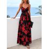 imagePRETTYGARDEN Women Summer Floral Maxi Dress 2026 Spirng Spaghetti Strap Mesh Boho Sundress Party Beach Vacation Long DressesBlack Red Flower