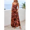 imagePRETTYGARDEN Women Summer Floral Maxi Dress 2026 Spirng Spaghetti Strap Mesh Boho Sundress Party Beach Vacation Long DressesBrown Floral