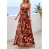 imagePRETTYGARDEN Women Summer Floral Maxi Dress 2026 Spirng Spaghetti Strap Mesh Boho Sundress Party Beach Vacation Long DressesBrown Floral