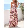 imagePRETTYGARDEN Women Summer Floral Maxi Dress 2026 Spirng Spaghetti Strap Mesh Boho Sundress Party Beach Vacation Long DressesFloral Brown Beige