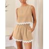 imagePRETTYGARDEN Womens 2 Piece Beach Vacation Outfits Casual Cropped Tank Top High Waist Shorts Set Tracksuit KhakiLarge