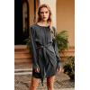 imagePRETTYGARDEN Womens 2023 Spring Satin Dress Long Sleeve Tie Waist Elegant Cocktail Party Mini DressesBlack