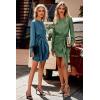 imagePRETTYGARDEN Womens 2023 Spring Satin Dress Long Sleeve Tie Waist Elegant Cocktail Party Mini DressesDark Blue