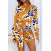 imagePRETTYGARDEN Womens 2023 Spring Satin Dress Long Sleeve Tie Waist Elegant Cocktail Party Mini DressesPrint Yellow Big Leaves