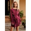 imagePRETTYGARDEN Womens 2023 Spring Satin Dress Long Sleeve Tie Waist Elegant Cocktail Party Mini DressesWine Red