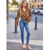 imagePRETTYGARDEN Womens 2024 Fall Fashion Button Down Shirts Ruched Long Sleeve Business Casual Blouse Tops BrownMedium