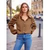 imagePRETTYGARDEN Womens 2024 Fall Fashion Button Down Shirts Ruched Long Sleeve Business Casual Blouse Tops BrownMedium
