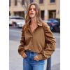 imagePRETTYGARDEN Womens 2024 Fall Fashion Button Down Shirts Ruched Long Sleeve Business Casual Blouse Tops BrownMedium