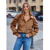 imagePRETTYGARDEN Womens 2024 Fall Fashion Button Down Shirts Ruched Long Sleeve Business Casual Blouse Tops BrownMedium