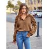 imagePRETTYGARDEN Womens 2024 Fall Fashion Button Down Shirts Ruched Long Sleeve Business Casual Blouse Tops BrownMedium