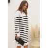 imagePRETTYGARDEN Womens 2024 Fall Sweater Dress Crewneck Long Sleeve Pullover Sweaters Casual Cute Loose Fit Knit Short Dresses Striped WhiteLarge