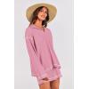 imagePRETTYGARDEN Womens 2024 Fall Two Piece Outfits Lounge Sets Tracksuit Long Sleeve Lapel Shirts Tops And Shorts With Pockets PinkSmall