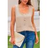 imagePRETTYGARDEN Womens 2024 Spring Vests Sleeveless Button Down Knitted Tank Tops Casual Y2K Sweater Top Blouse with Pockets