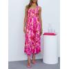 imagePRETTYGARDEN Womens 2024 Summer Maxi Dress Halter Neck Backless Ruffle Smocked Casual Long Flowy Boho Dresses Pink Rose Red FloralLarge