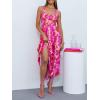 imagePRETTYGARDEN Womens 2024 Summer Maxi Dress Halter Neck Backless Ruffle Smocked Casual Long Flowy Boho Dresses Pink Rose Red FloralLarge