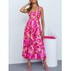 imagePRETTYGARDEN Womens 2024 Summer Maxi Dress Halter Neck Backless Ruffle Smocked Casual Long Flowy Boho Dresses Pink Rose Red FloralLarge