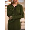 imagePRETTYGARDEN Womens 2025 Fall Long Sleeve Dress Formal Midi Bodycon Wrap Slit Feather Elegant Wedding Guest Cocktail DressesArmy Green