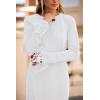 imagePRETTYGARDEN Womens 2025 Fall Long Sleeve Dress Formal Midi Bodycon Wrap Slit Feather Elegant Wedding Guest Cocktail DressesBeige White